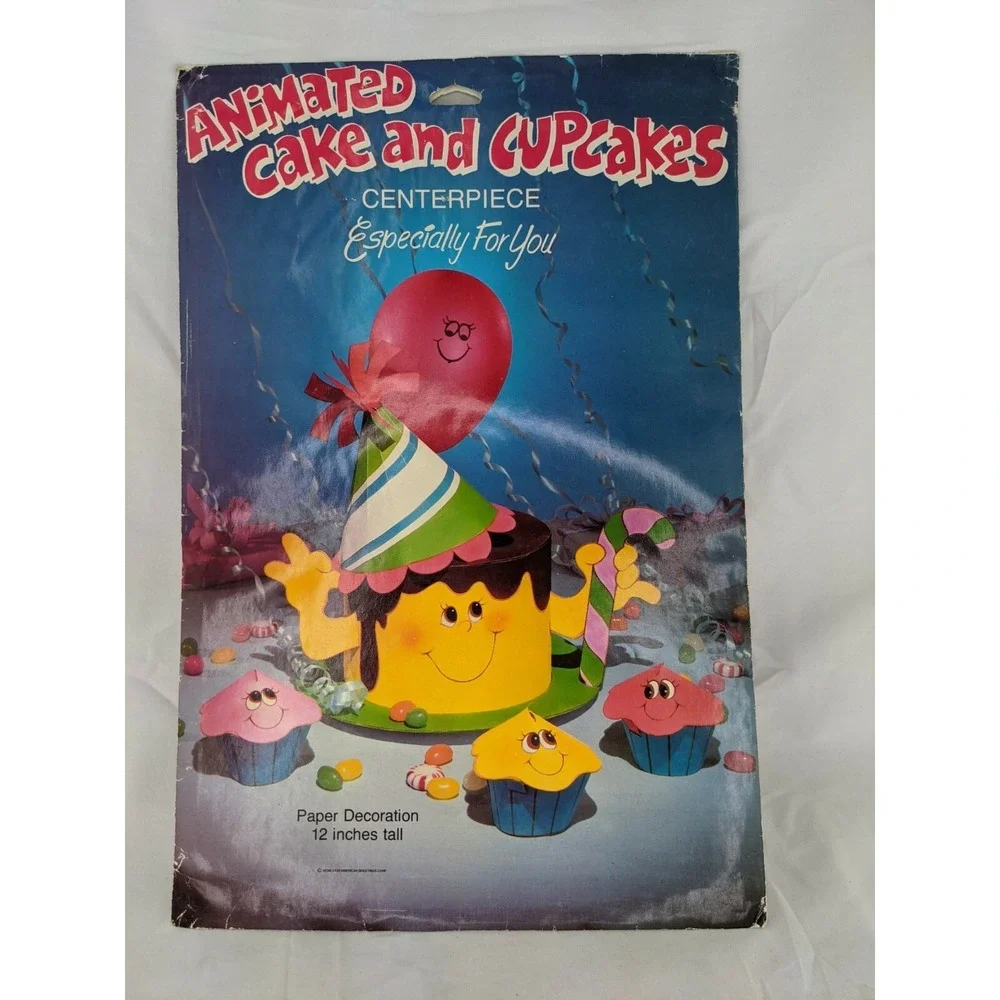 Animated Cake and Cupcakes Paper Decoration Centerpiece‎ 1982